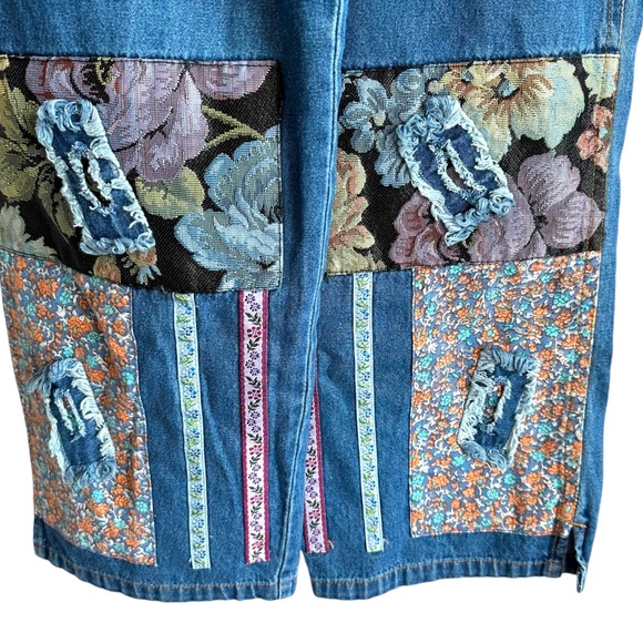 Agapo Hippie Floral Boho Patchwork Denim Overalls Size Small NWT - Picture 7 of 8